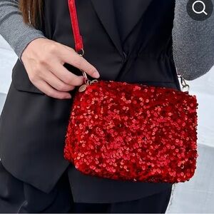 Red Sequin Crossbody Bag